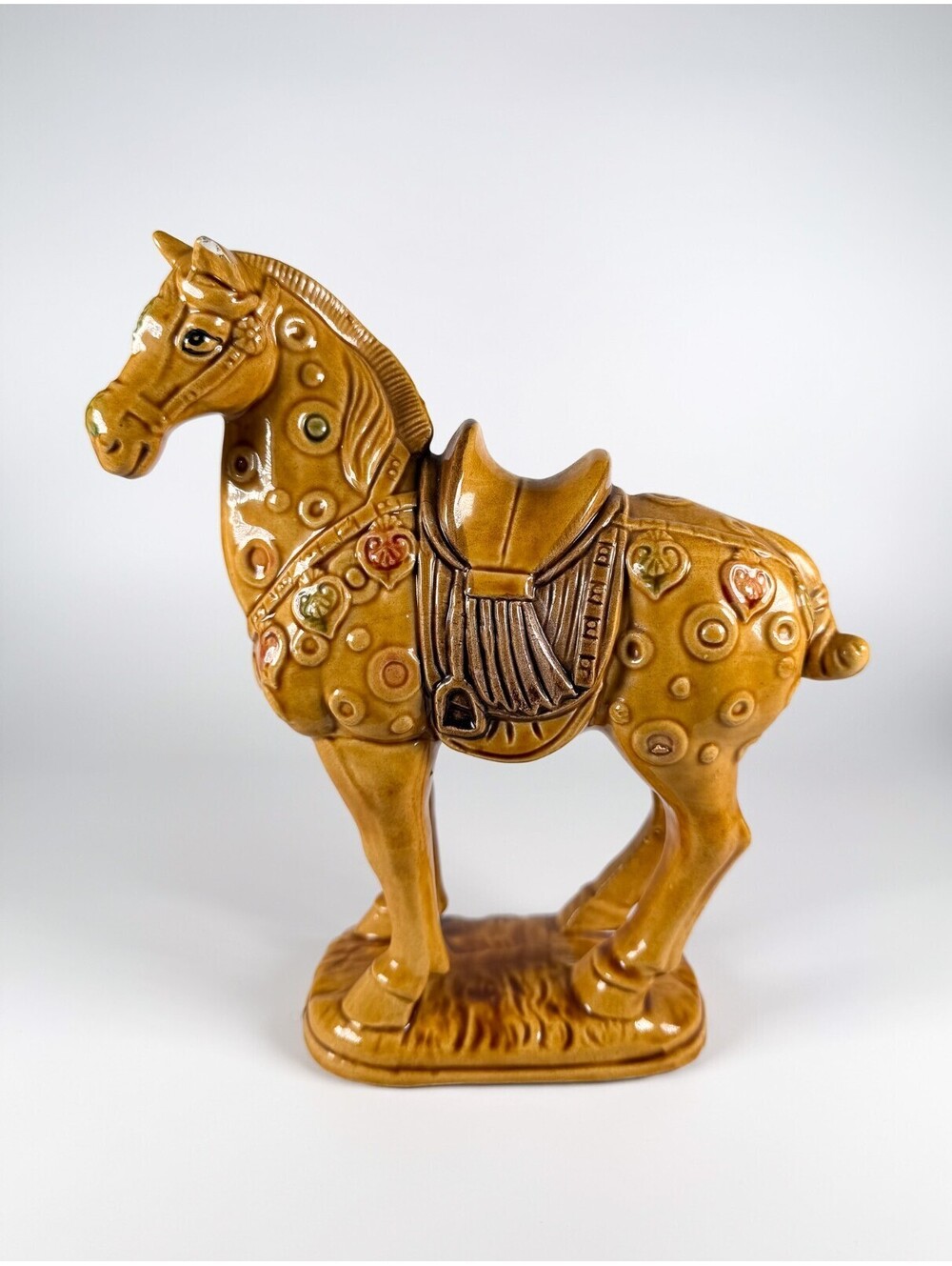 Vintage Tilso Hand Painted Style Brown Glazed Ceramic Horse Figurine Japan